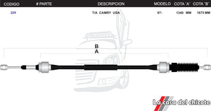 Chicote Selector de Velocidades T/A Camry Sedan U.S.A Modelo.97-