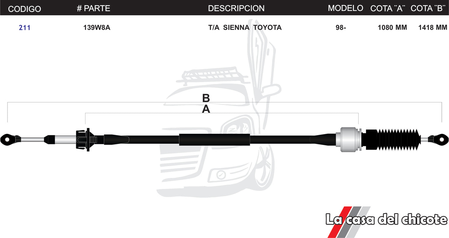 Chicote Selector de Velocidades T/A Toyota Sienna Modelo.98-