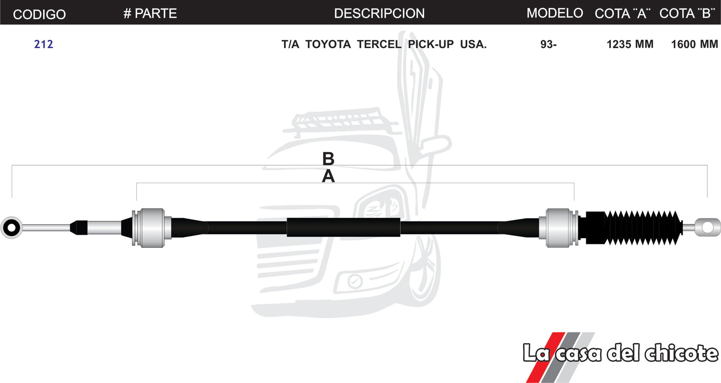 Chicote Selector de velocidades T/A Toyota Tercel Pick Up U.S.A Modelo.93-