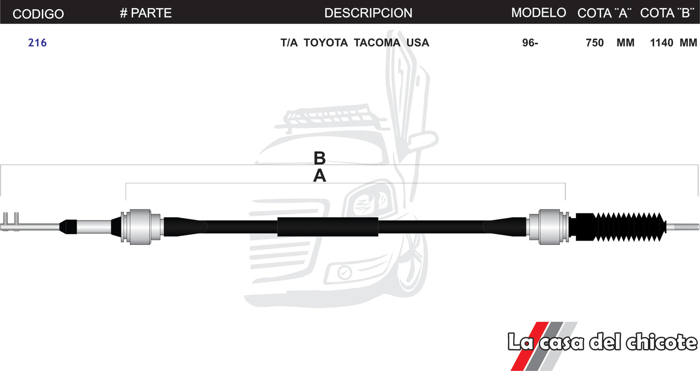 Chicote Selector de Velocidades T/A Toyota Tacoma U.S.A Modelo.96-