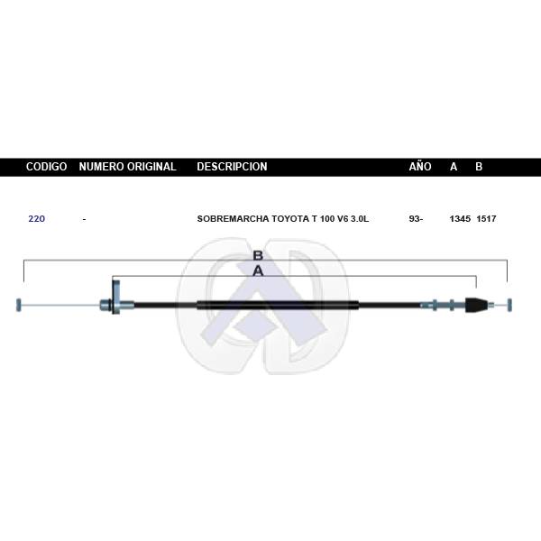 Chicote de Sobre Marcha Toyota T100 3.0L Modelo.1993-