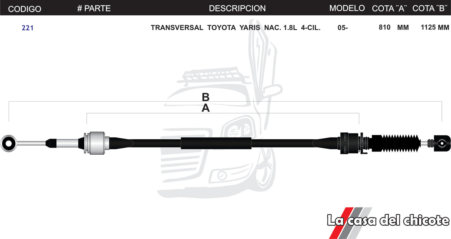 Chicote Transversal Toyota Yaris Nac. 1.8L Modelo.2005-