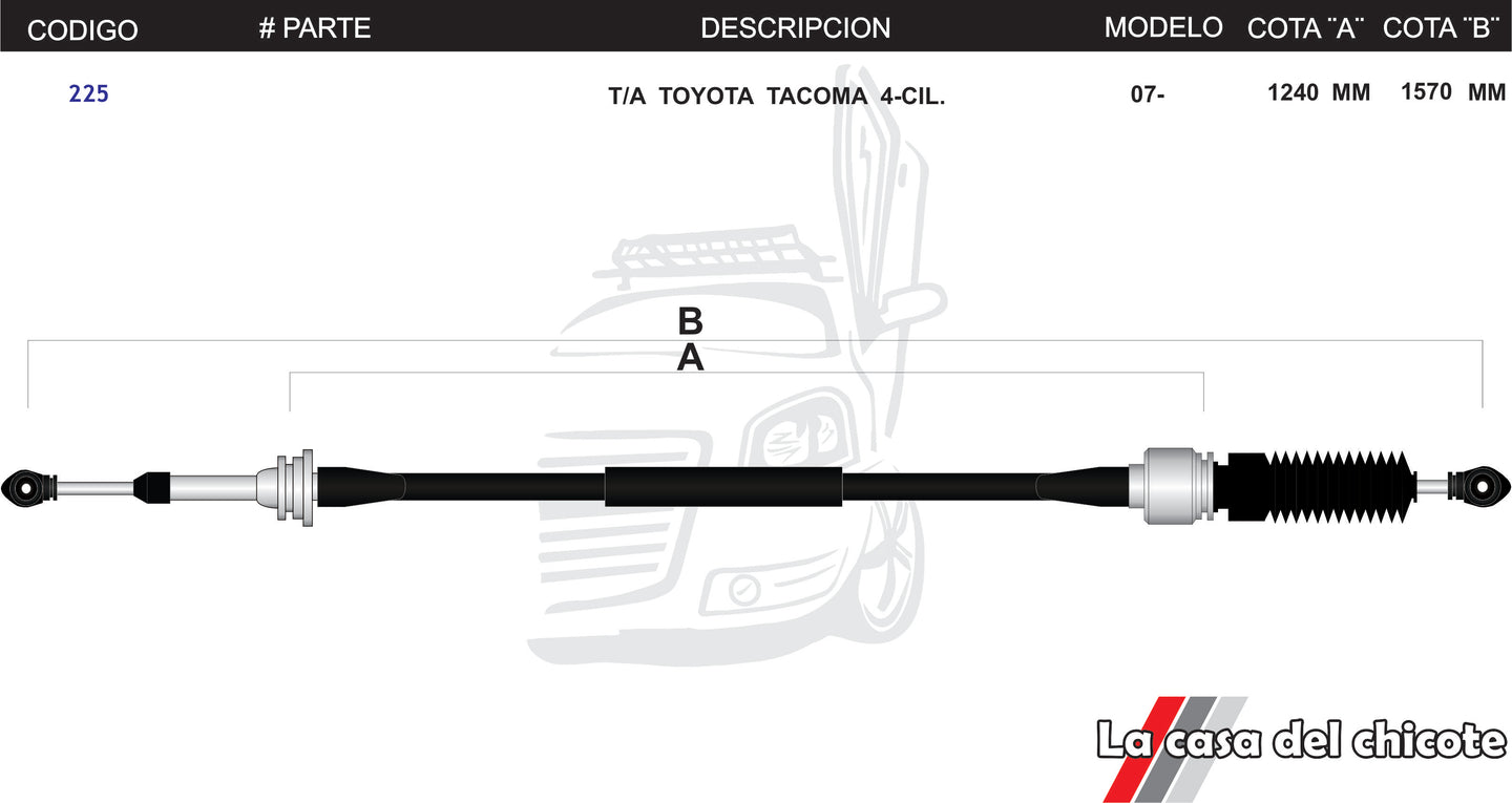 Chicote Selector de Velocidades T/A Toyota Tacoma 4cil. Modelo.2007-