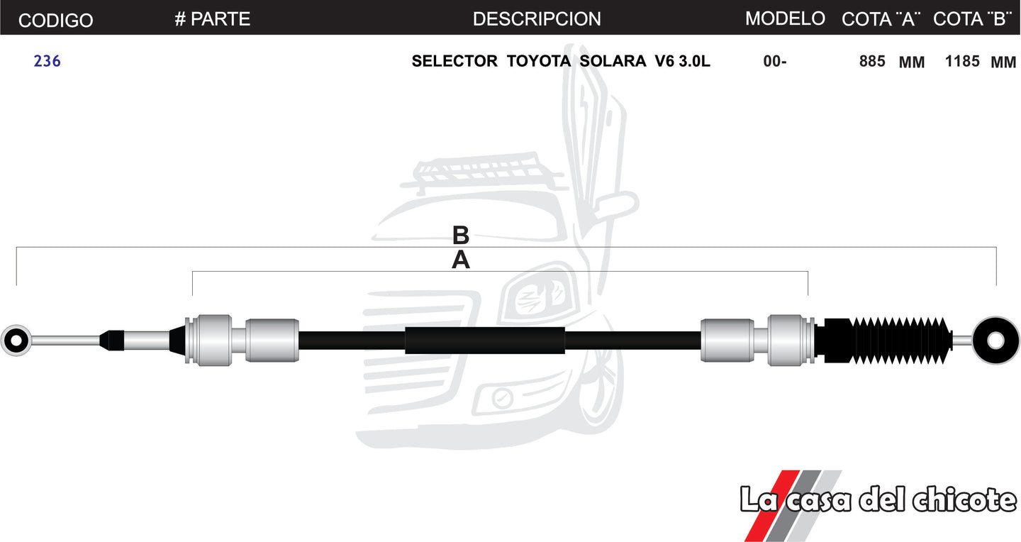 Chicote Selector de Velocidades Toyota Solara 3.0L Modelo.2000-