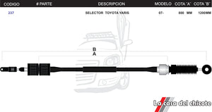 Chicote Selector de Velocidades Toyota Yaris Modelo.2007-