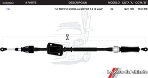 Chicote Selector de Velocidades T/A Toyota Corolla 1.8L 16Valv. Modelo.2002-