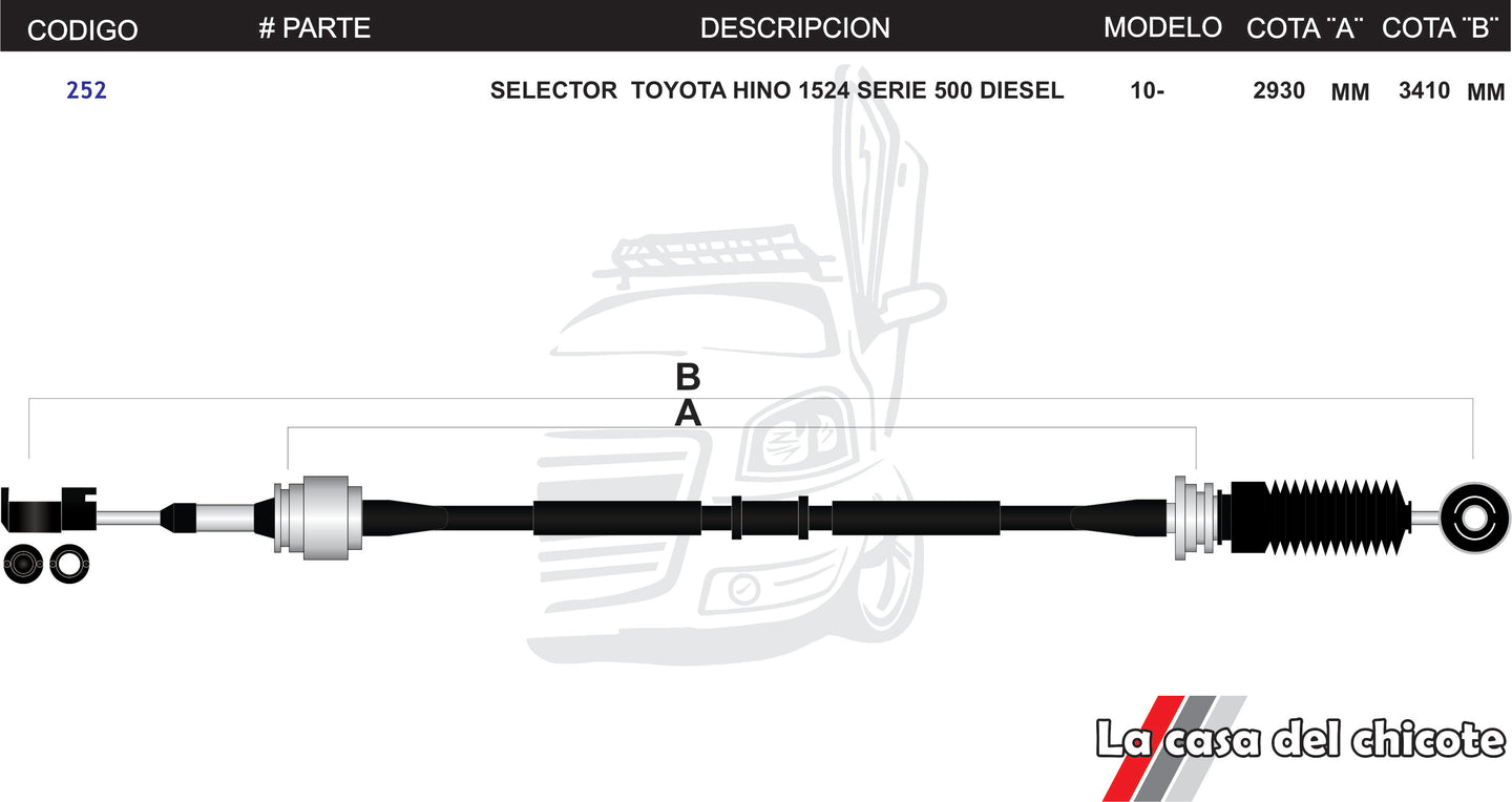 Chicote Selector de Velocidades Toyota Hino 500 Diesel Modelo.2010-