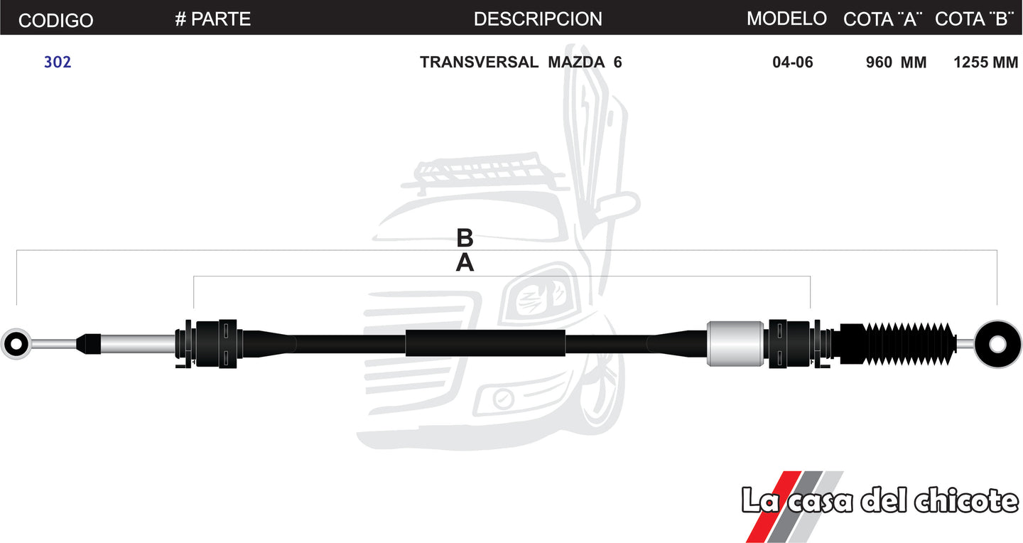 Chicote Transversal Mazda 6 Modelo.04-06