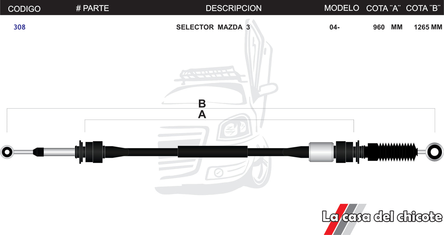 Chicote Transversal Mazda 3 Modelo.2004-