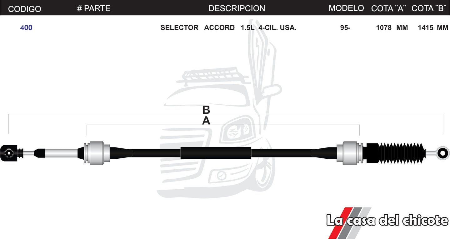 Chicote Selector de Velocidades Honda Accord 1.5L U.S.A Modelo.95-