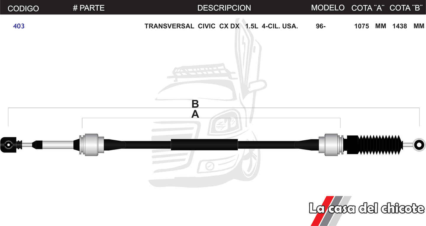 Chicote Transversal Honda Civic CX 1.5L Modelo.96-