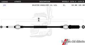 Chicote Selector de Velocidades Honda Civic 2.3L Modelo.2001-