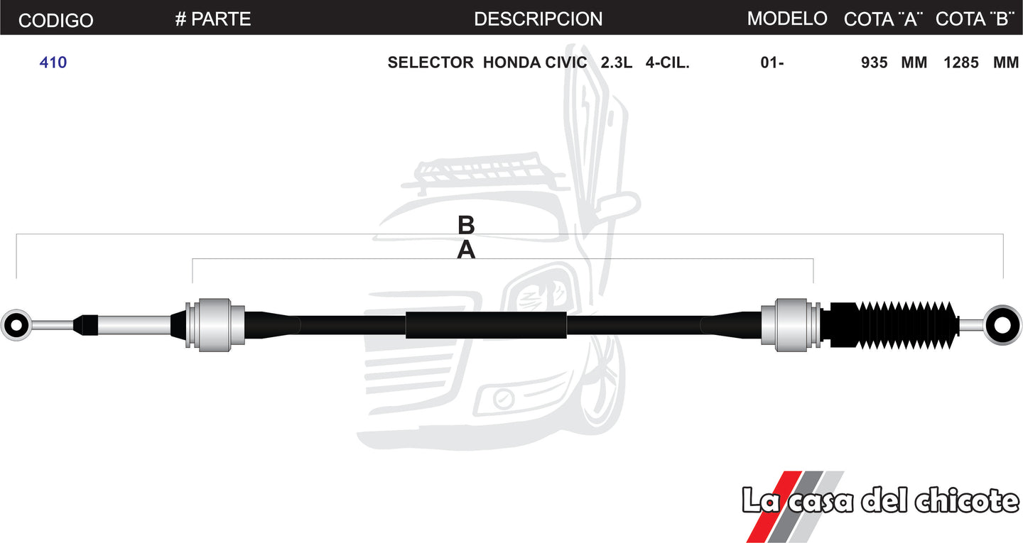 Chicote Selector de Velocidades Honda Civic 2.3L Modelo.2001-