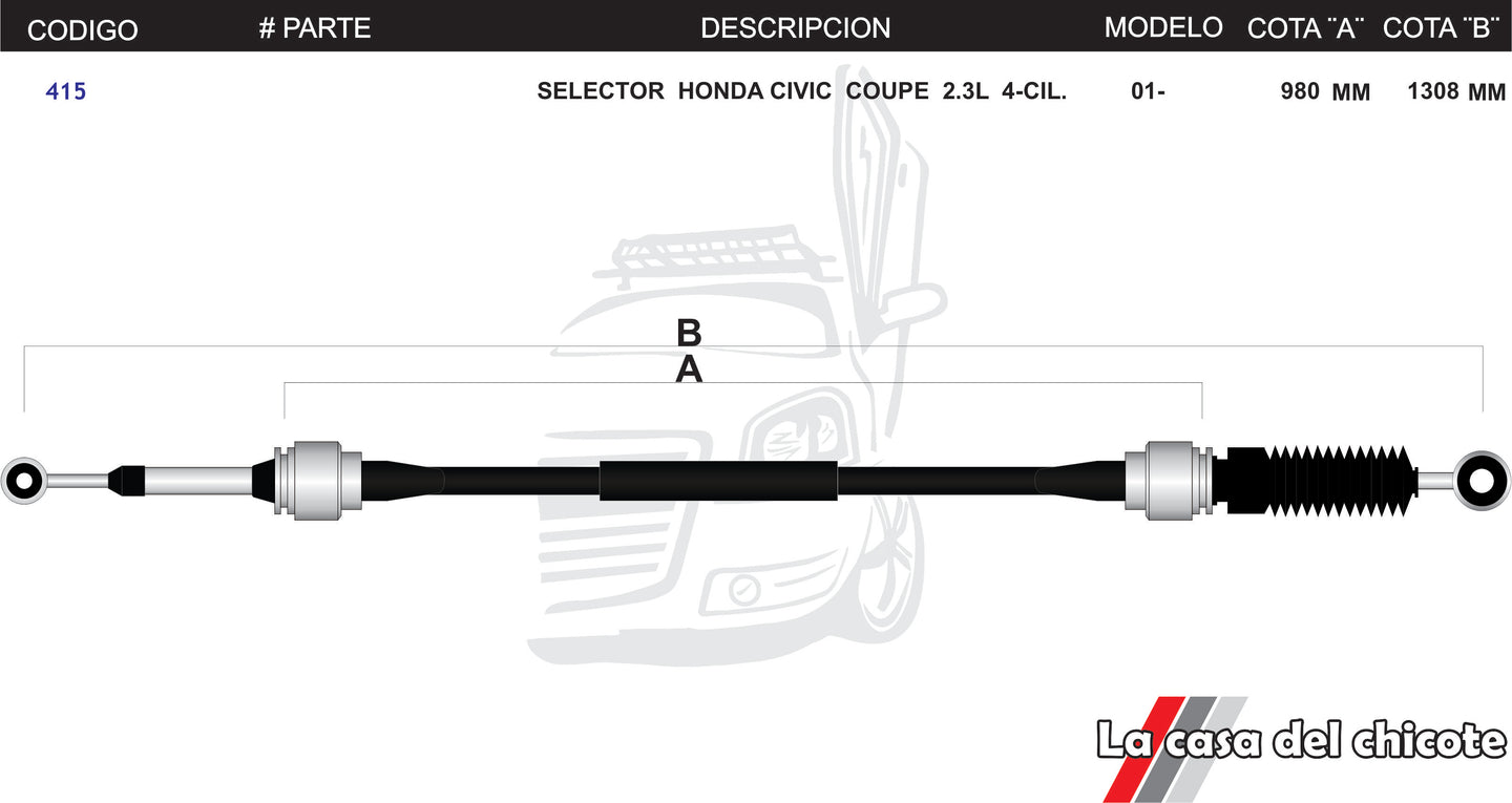 Chicote Selector de Velocidades Honda Civic Coupe 2.3L Modelo.2001-