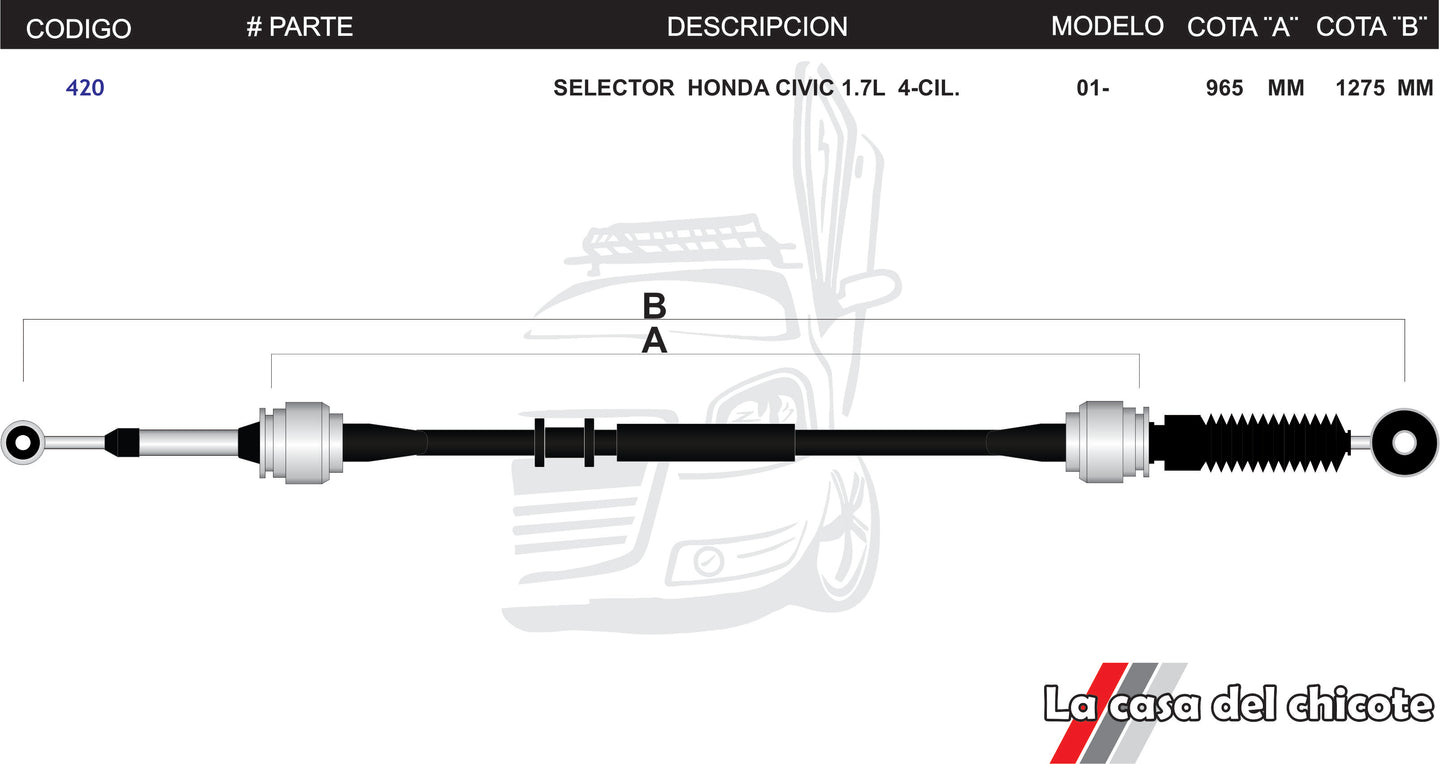 Chicote Selector De Velocidades Honda Civic 1.7L 4cil. Modelo.2001-