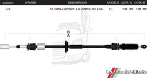 Chicote Selector De Velocidades T/A Honda Odyssey 3.5L Modelo.2001-