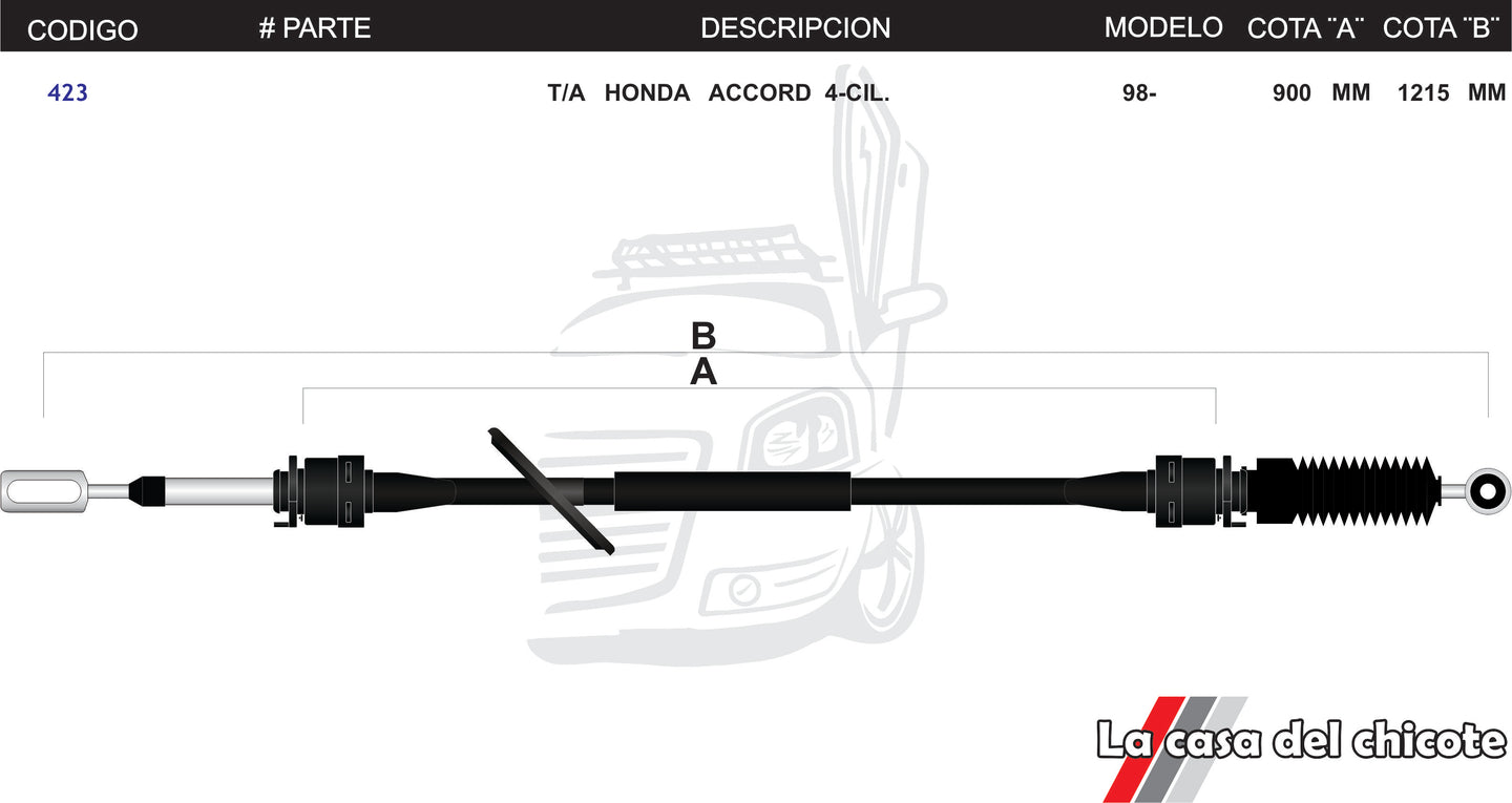 Chicote Selector de Velocidades Honda Accord Modelo.1998-