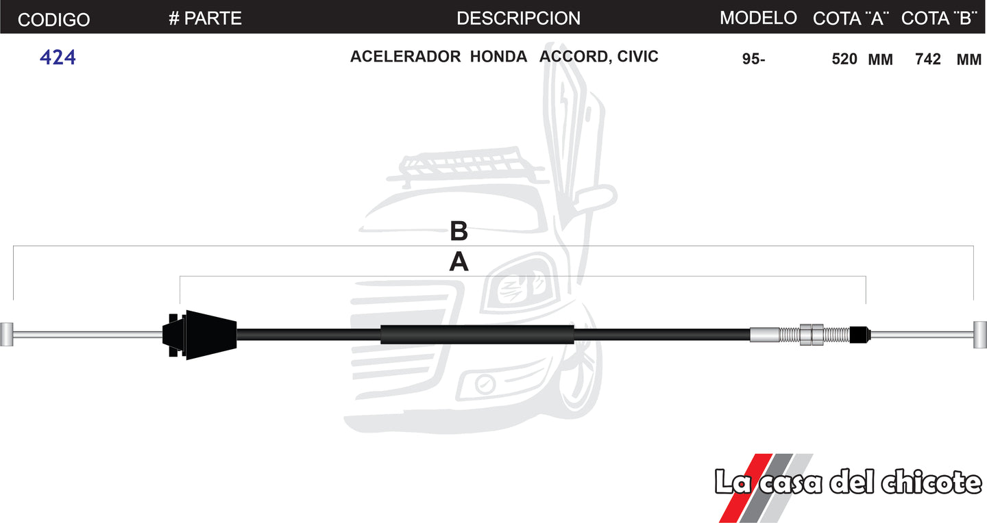 Chicote de Acelerador Honda Accord Civic Modelo.95-