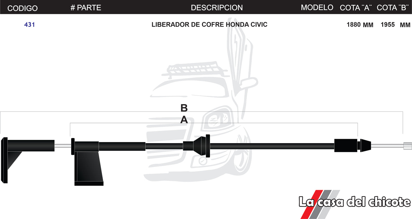 Chicote Liberador de Cofre Honda Civic Modelo-Todos