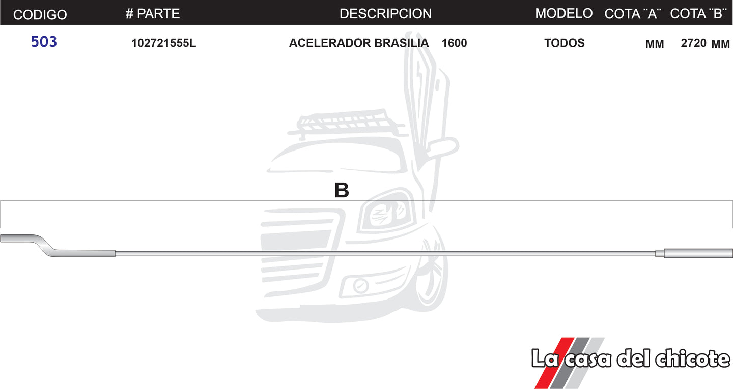 Chicote de Acelerador Brasilia 1600 Modelo-Todos