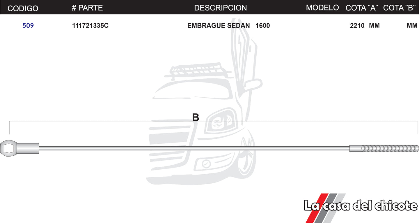 Chicote de Clutch (Embrgue) Sedan 1600