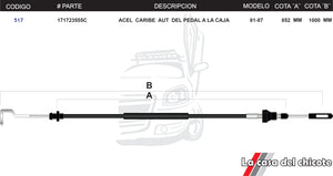 Chicote de Acelerador Caribe Automatico del Pedal ala Caja Modelo.81-87