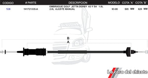 Chicote de Clutch (Embrague) Golf Jetta Derby Ajuste Manual Mod.93-00