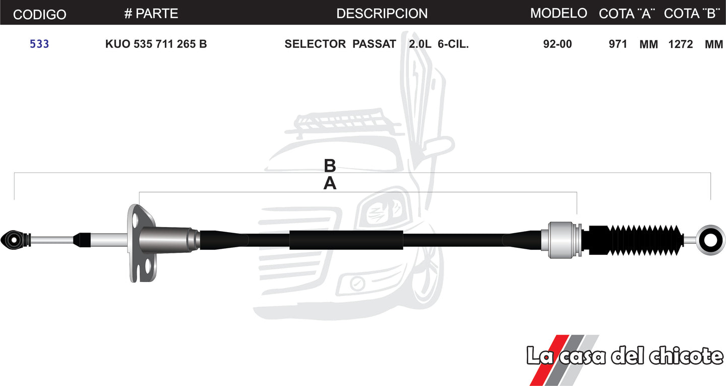 Chicote Selector de Velocidades Passat Mod.92-00