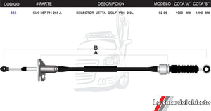 Chicote Selector De Velocidades Jetta Golf Vr6 2.0L Modelo.92-00