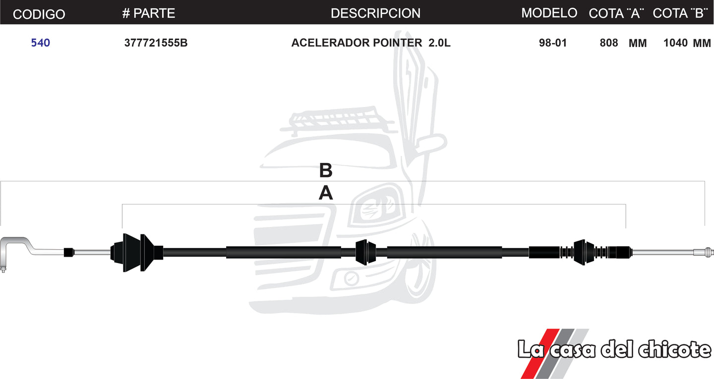 Chicote de Acelerador Pointer Modelo.98-00