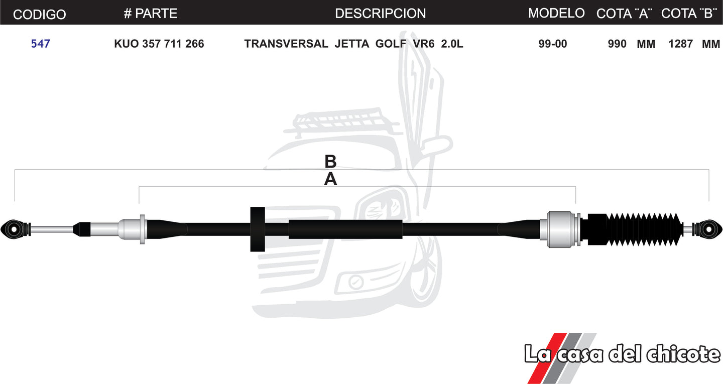 Chicote Transversal Jetta Golf VR6 2.0L Mod.99-00