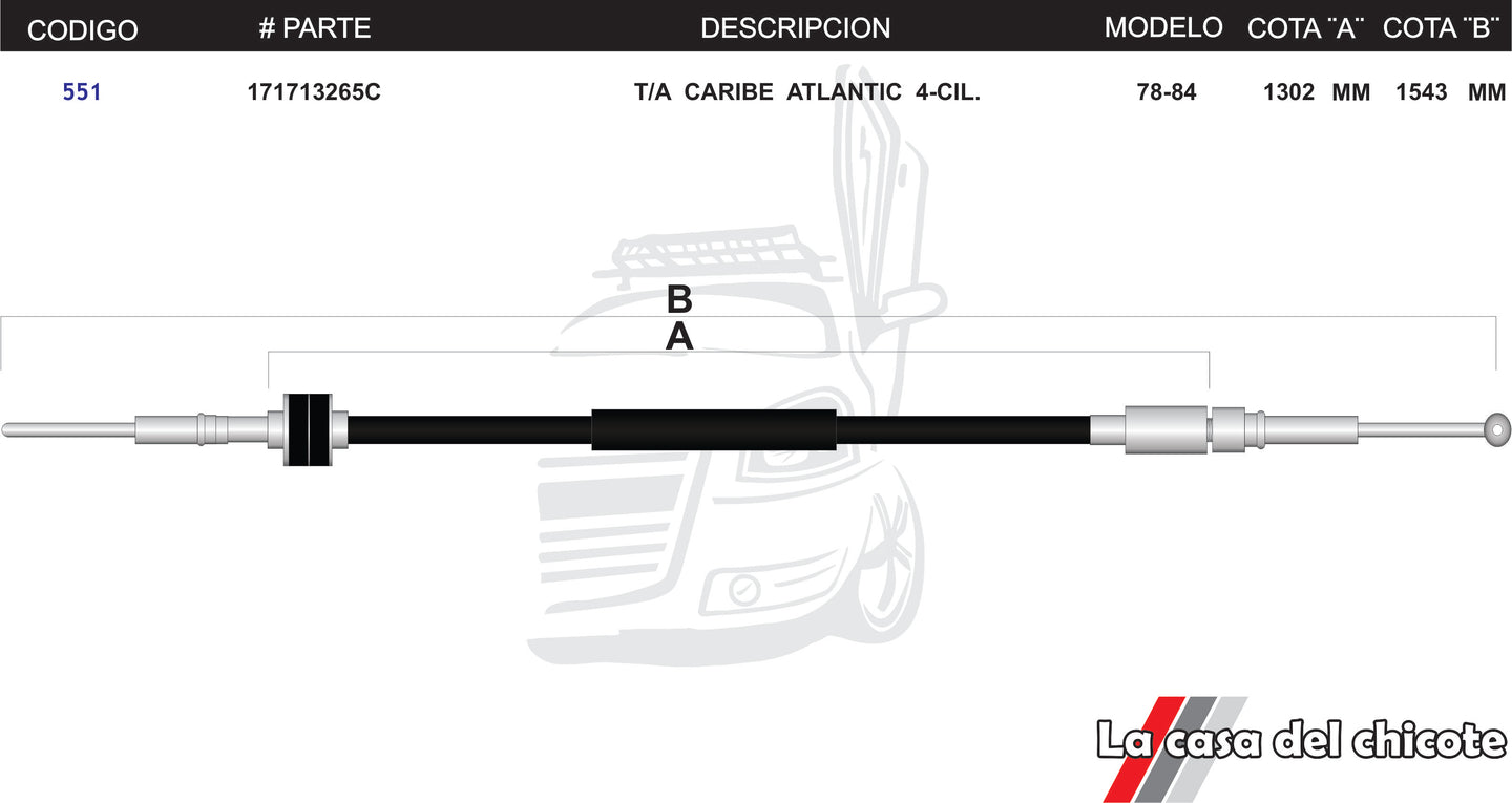 Chicote Selector De Velocidades Caribe Atlantic Modelo.78-84