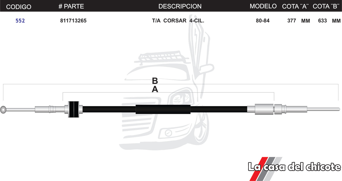 Chicote Selector De Velocidades Corsar 4cil. Modelo.80-84