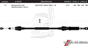 Chicote Selector De Velocidades Vento Polo modelo.2014-2019