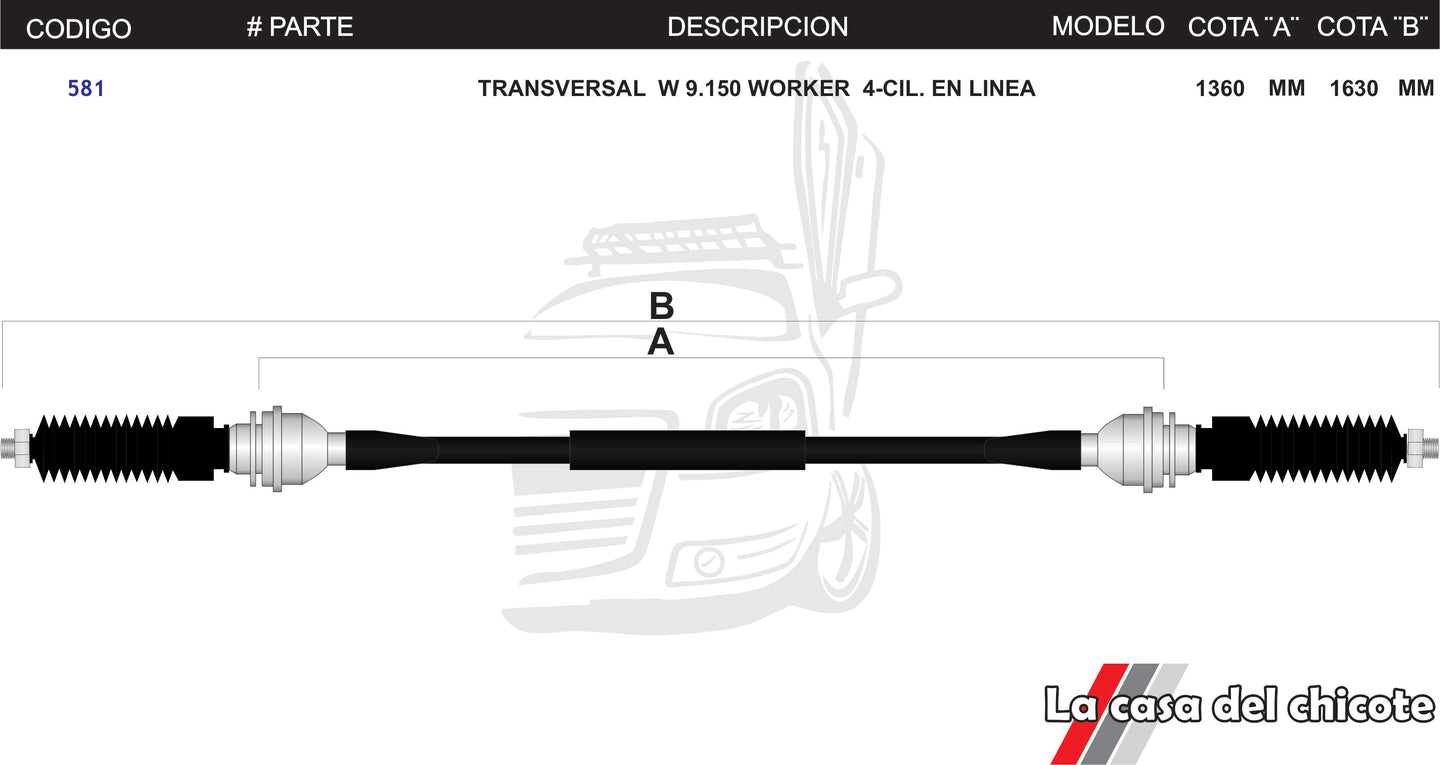 Chicote Transversal Worker en Linea W9.150 4cil.