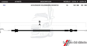 Chicote de Acelerador Volkswagen Crossfox Modelo.84-