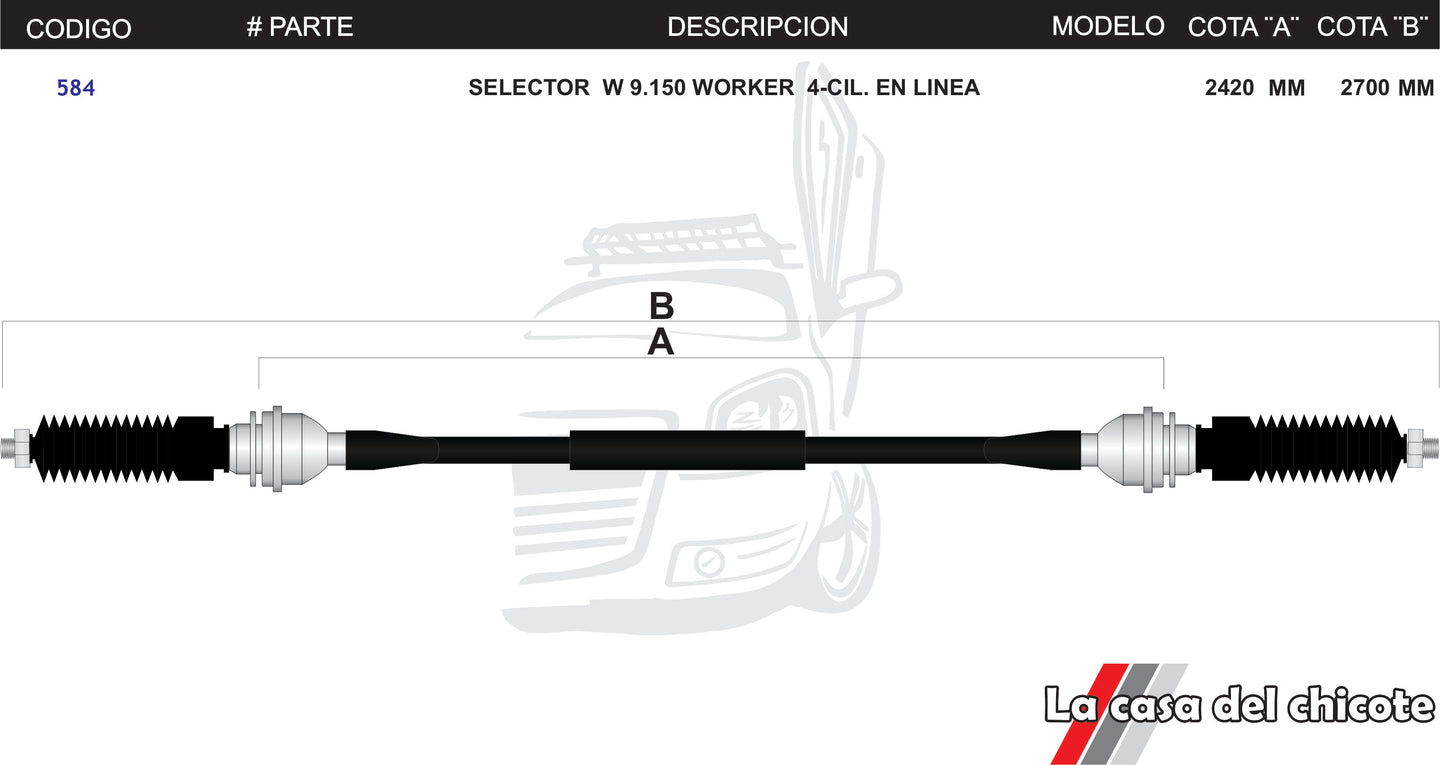 Chicote Selector de Velocidades Worker En Linea W9.150