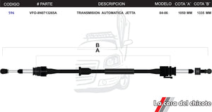 Chicote Selector de Velocidades T/A Jetta Modelo.04-06