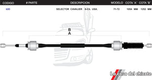 Chicote Selector de Velocidades Cavalier 6cil. USA Modelo.71-72