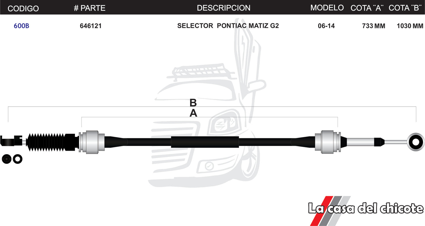 Chicote Selector de Velocidades Pontiac Matiz G2 Modelo.06-14