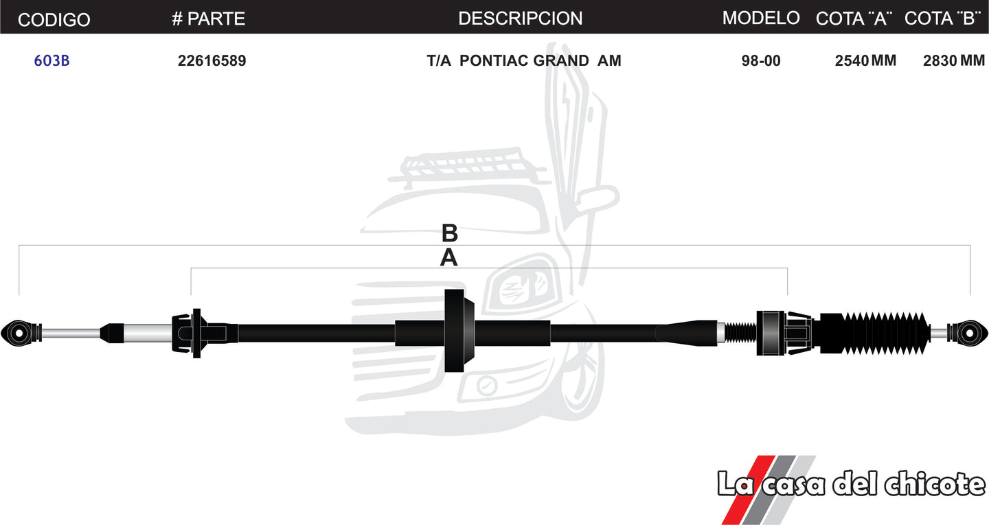 Chicote Selector de Velocidades T/A Pontiac Grand Am Modelo.98-00