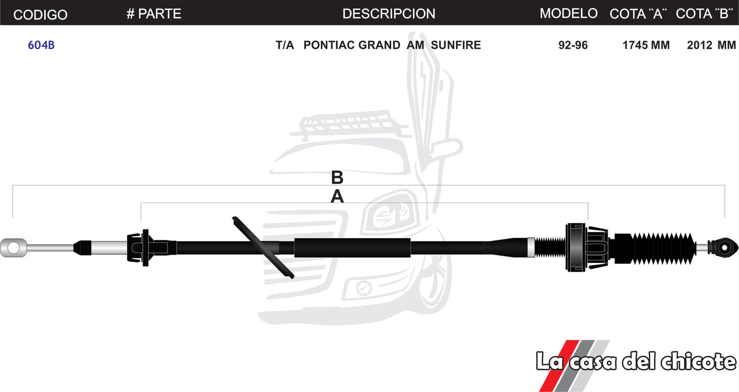 Chicote Selector de Velocidades T/A Pontiac Grand Am Sufiere Modelo.92-96