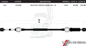 Chicote Selector de Velocidades Pontiac Grand Am 2.3L Modelo.93-94