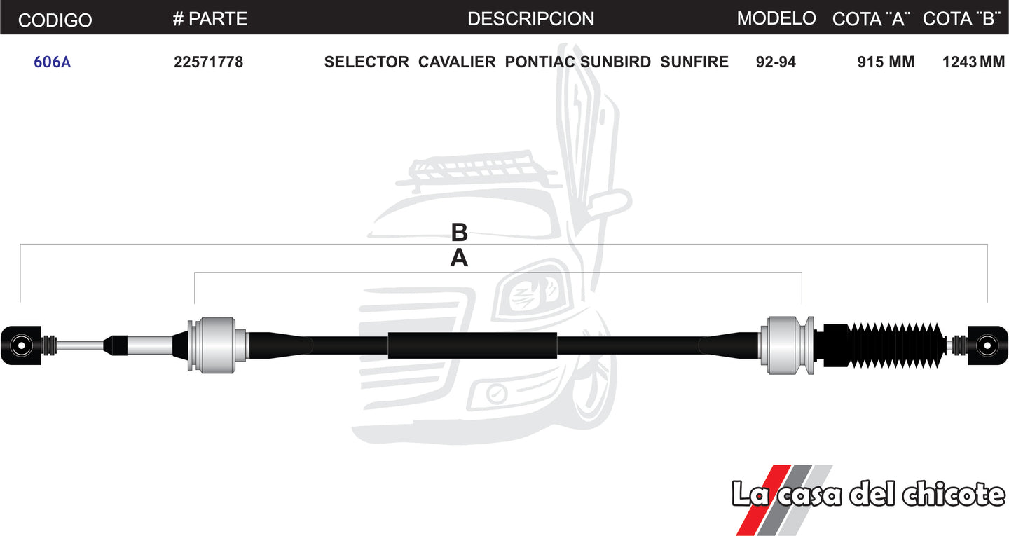 Chicote Selector de Velocidades Cavalier Pontiac Sunbird Surfire Modelo.92-94