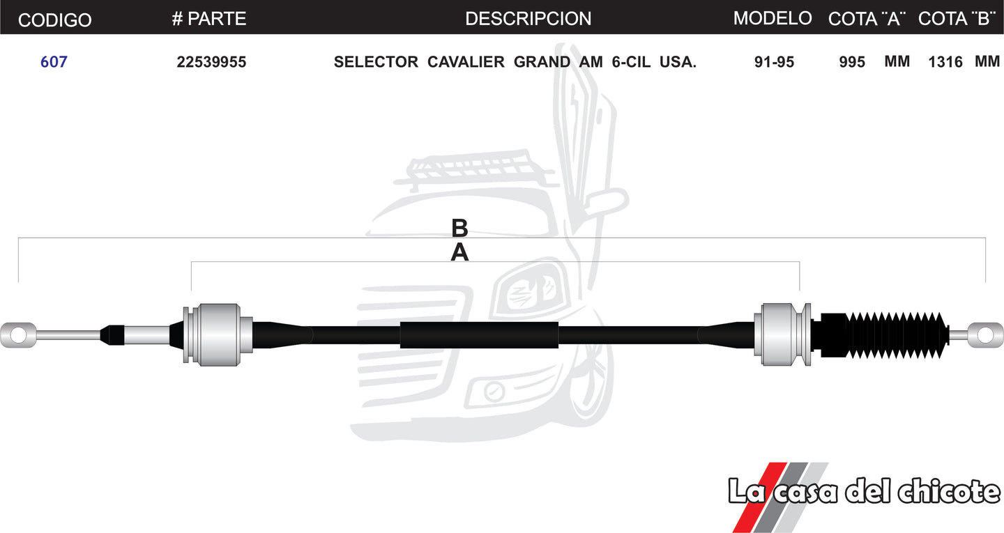 Chicote Selector de Velocidades Cavalier Grand Am USA Modelo.91-95