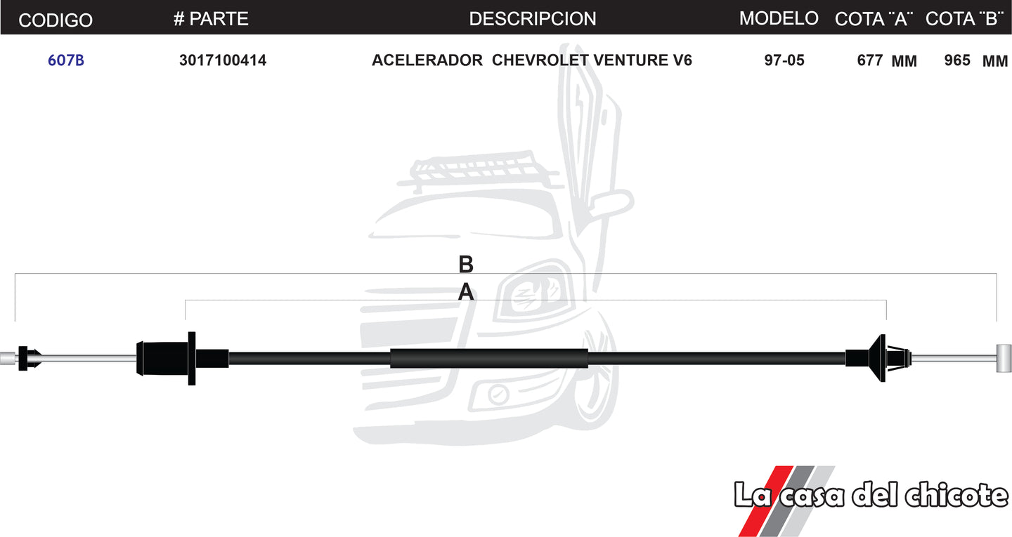 Chicote de Acelerador Chevrolet Venture V6 Modelo.97-05