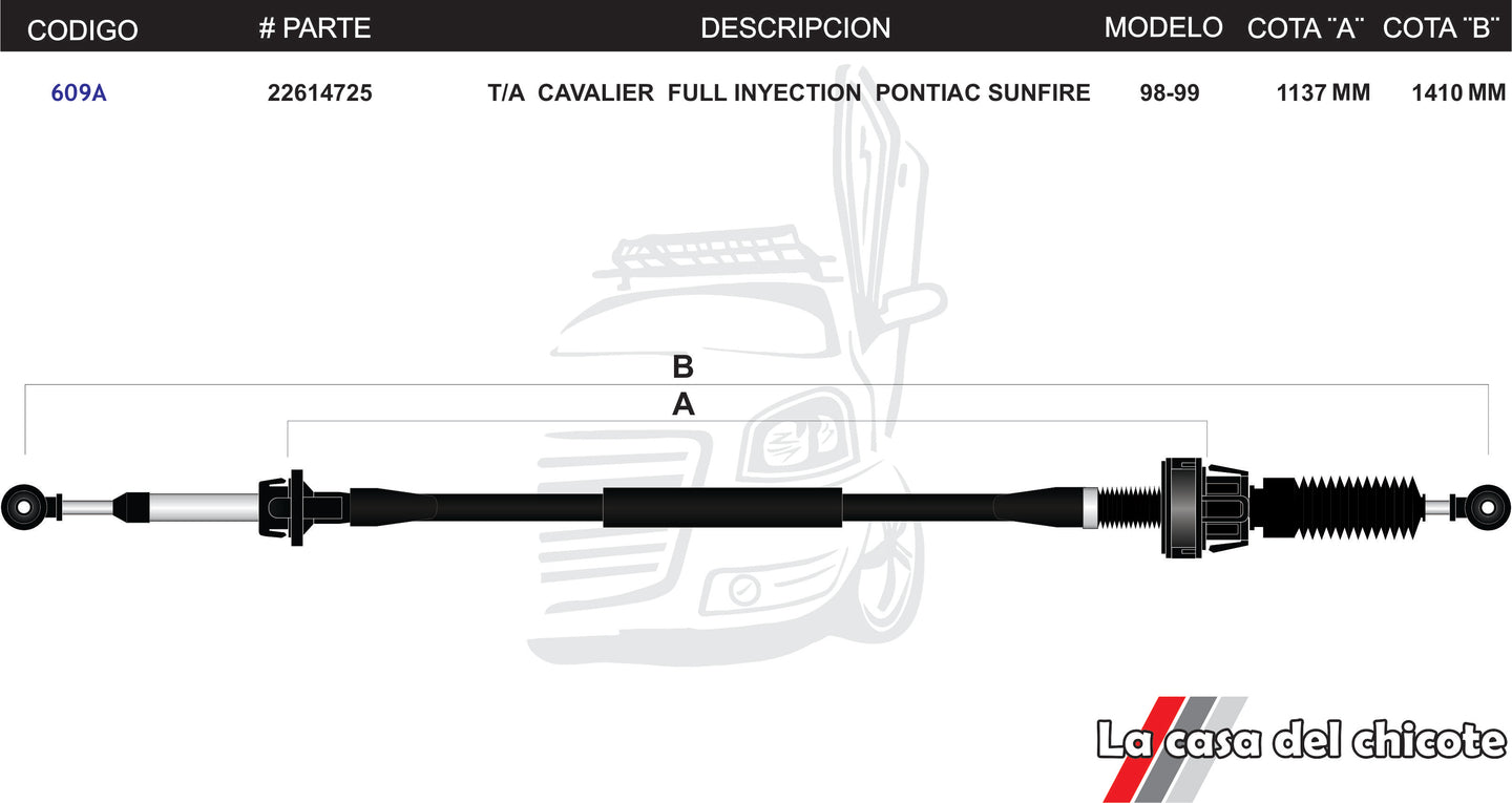 Chicote Selector de Velocidades T/A Cavalier Fuel Inyection Pontiac Surfire Modelo.98-99