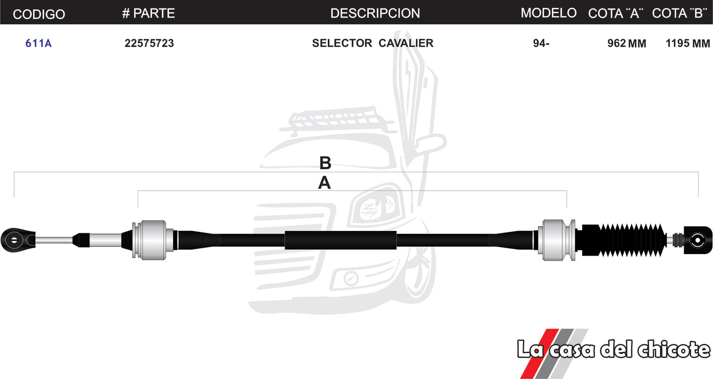 Chicote Selector de Velocidades Cavalier Modelo.94-