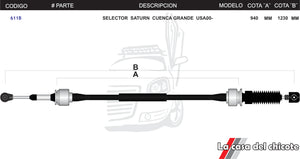 Chicote Selector de Velocidades Saturn Cuanca Grande USA Modelo.2000-