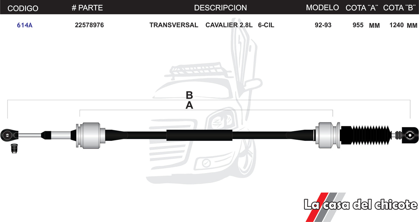 Chicote Transversal Cavalier 2.8L Modelo.92-93